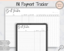 Load image into Gallery viewer, Bill Tracker, Bill Payment Tracker Printable, Bill Organizer, Monthly &amp; Yearly Bill, Financial Planner, Budget Template. Payday, Bill Due
