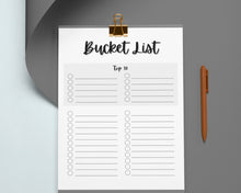 Load image into Gallery viewer, Bucket List Printable! 3 Templates Included! Top 100 things to do, Wish List Tracker, Holiday, Travel, New Year, Goal Planner, To Do List | Multi Color
