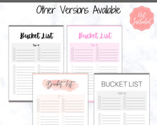 Load image into Gallery viewer, Bucket List Printable! 3 Templates Included! Top 100 things to do, Wish List Tracker, Holiday, Travel, New Year, Goal Planner, To Do List | Multi Color
