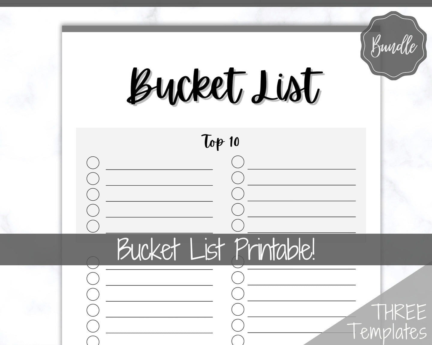 Bucket List Printable! 3 Templates Included! Top 100 things to do, Wish List Tracker, Holiday, Travel, New Year, Goal Planner, To Do List | Multi Color