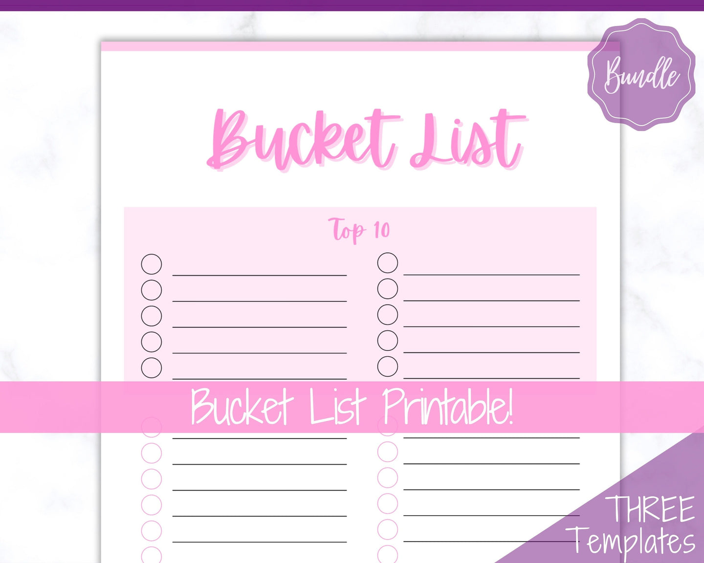 Bucket List Printable! 3 Templates Included! Top 100 things to do, Wish List Tracker, Holiday, Travel, New Year, Goal Planner, To Do List | Multi Color