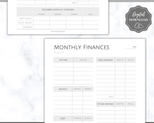 Load image into Gallery viewer, Budget Planner BUNDLE! Finance Planner Templates, Financial Savings Tracker Printable Binder, Monthly Debt, Bill, Spending, Expenses Tracker | Mono
