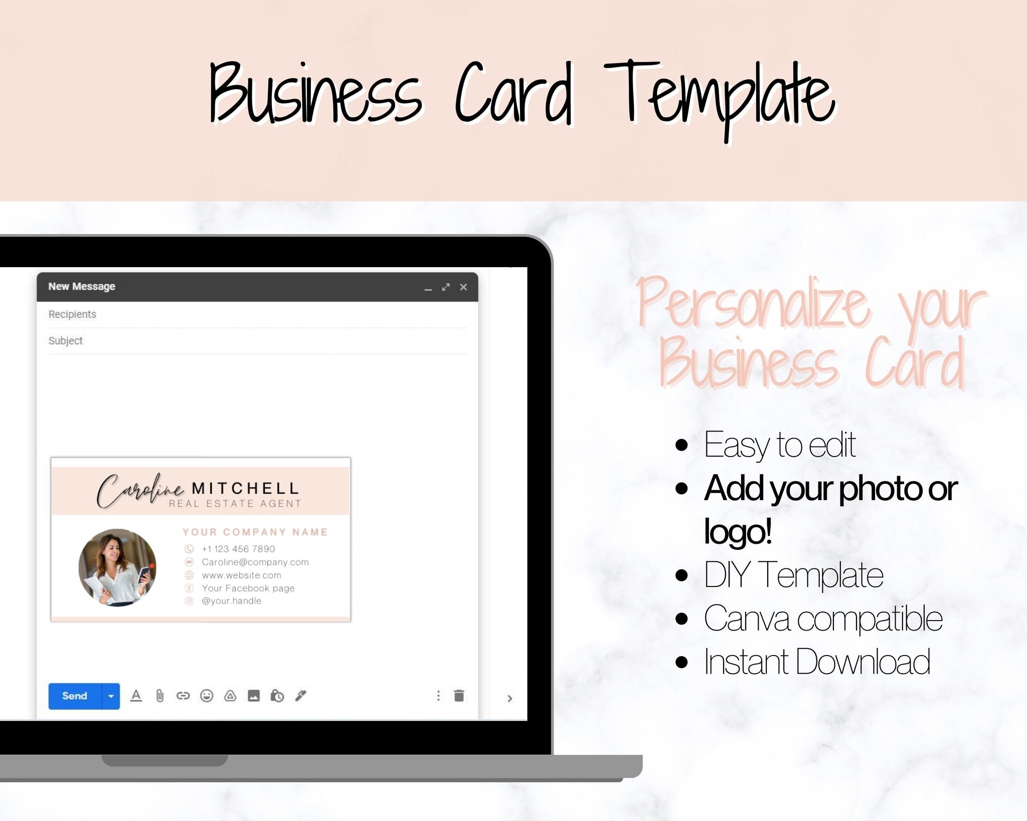 Minimalist business card - DIY Template - Instant Business Card