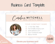 Load image into Gallery viewer, Business Card Template. DIY add logo &amp; photo! Editable Canva Design. Minimalist, Modern, Realtor Marketing, Real Estate, Realty Professional | Pink Style 2
