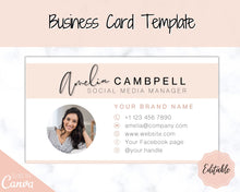 Load image into Gallery viewer, Business Card Template. DIY add logo &amp; photo! Editable Canva Design. Minimalist, Modern, Realtor Marketing, Real Estate, Realty Professional | Pink Style 3
