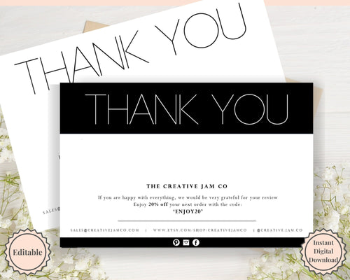 Business Thank You For Your Order Insert Card Template. EDITABLE Parcel Insert, Etsy Order | Minimal & Modern