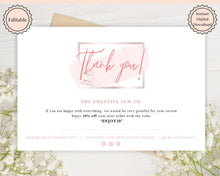 Load image into Gallery viewer, Business Thank You For Your Order Insert Card Template. EDITABLE Parcel Insert, Etsy Order, Small Online Business Purchase | Pink Watercolor Style 1
