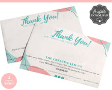 Load image into Gallery viewer, Business Thank You For Your Order Insert Card Template. EDITABLE Parcel Insert, Etsy Order, Small Online | Organic Aqua Line Art
