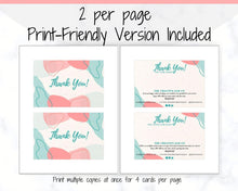 Load image into Gallery viewer, Business Thank You For Your Order Insert Card Template. EDITABLE Parcel Insert, Etsy Order, Small Online | Organic Aqua Line Art
