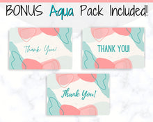 Load image into Gallery viewer, Business Thank You For Your Order Insert Card Template. EDITABLE Parcel Insert, Etsy Order, Small Online | Organic Aqua Line Art
