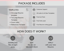 Load image into Gallery viewer, CV TEMPLATE Resume Word. Professional Resume Template. Minimalist Executive. CV template free. Resume Template Bundle. Curriculum Vitae | Style 27
