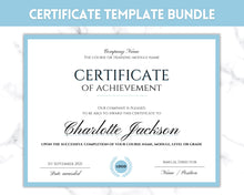 Load image into Gallery viewer, Certificate of Achievement Template, Editable Certificate of Completion BUNDLE, Award Recognition, Hair, Massage, Lashes Course, Training | Landscape
