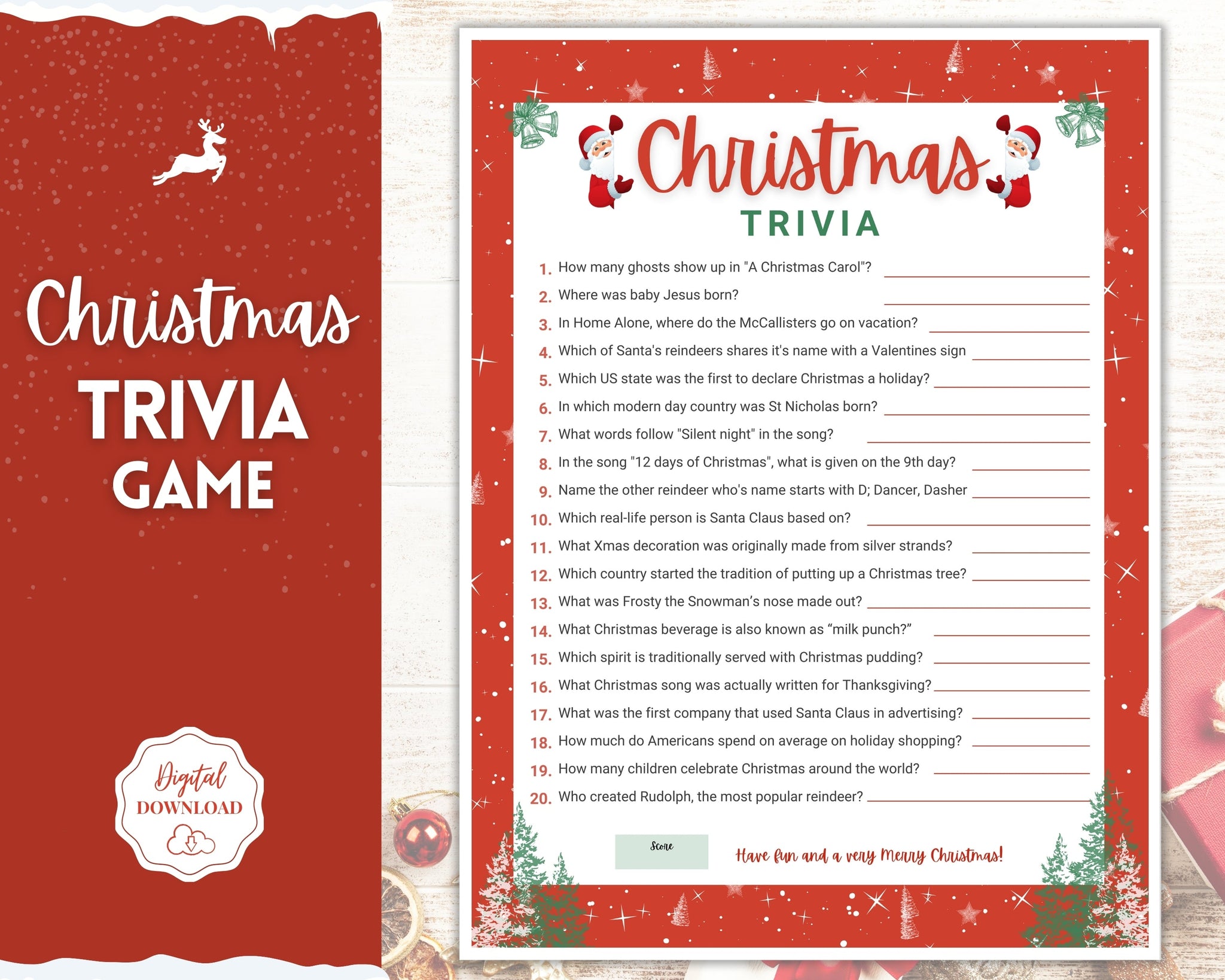 Christmas Trivia Game | Holiday Game Printables & Xmas Party Games