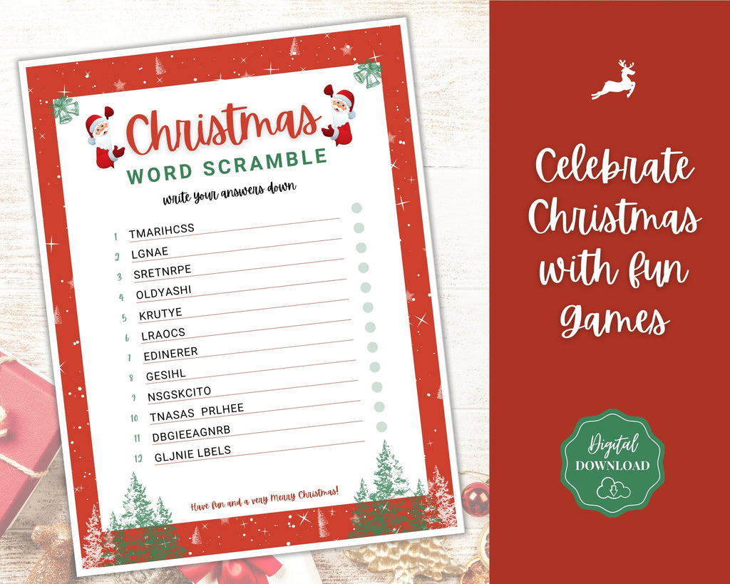 Christmas Word Scramble | Holiday Game Printables, Xmas Party Games