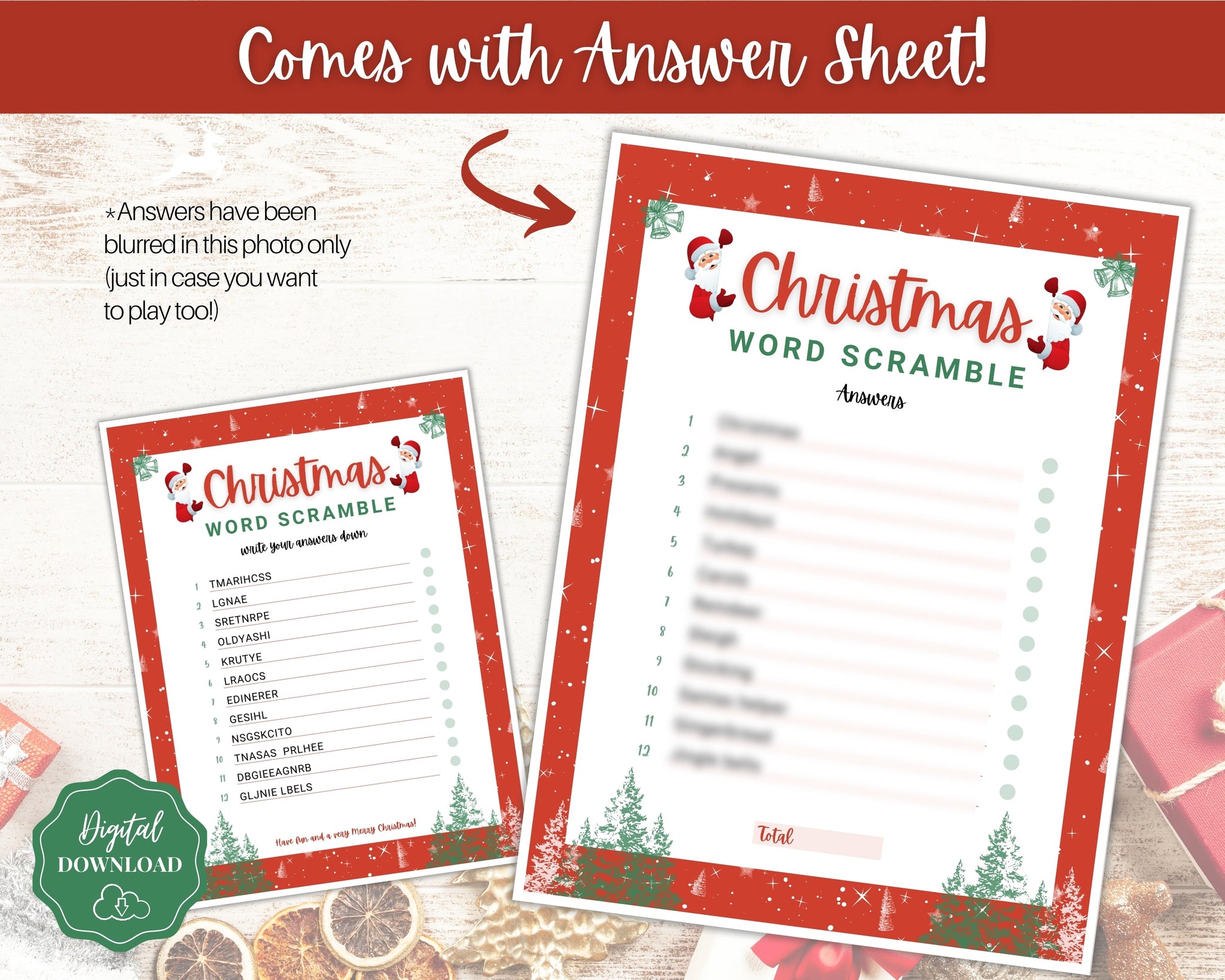 Christmas Word Scramble | Holiday Game Printables, Xmas Party Games