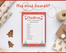 Load image into Gallery viewer, Christmas Word Scramble! Holiday Game Printables, Xmas Party Game, Fun Family Activity Set, Virtual, Kids Adults, Office, Anagram, Quiz
