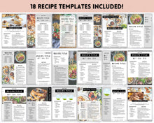 Load image into Gallery viewer, Cookbook Template, Canva Recipe Book Template, Editable eBook, Recipe Card, Binder, Box, Meal Planner, Family Cooking , Recipe Page Workbook
