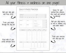 Load image into Gallery viewer, DAILY Fitness Planner, Weight Loss Tracker, Daily Workout Planner Fitness Journal, Wellness, Fitness Tracker, Health Goal, Self Care, Habit | Mono
