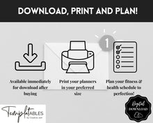 Load image into Gallery viewer, DAILY Fitness Planner, Weight Loss Tracker, Daily Workout Planner Fitness Journal, Wellness, Fitness Tracker, Health Goal, Self Care, Habit | Mono
