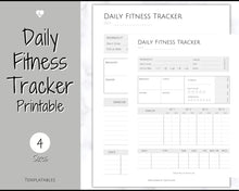 Load image into Gallery viewer, DAILY Fitness Planner, Weight Loss Tracker, Daily Workout Planner Fitness Journal, Wellness, Fitness Tracker, Health Goal, Self Care, Habit | Mono
