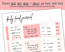 Load image into Gallery viewer, DAILY Food Journal, Colorful Food Diary, Diet &amp; Nutrition Log, Weekly Meal Planner Printable, Meal Tracker, Menu Plan, Prep! Fitness, Health | Pastel Rainbow
