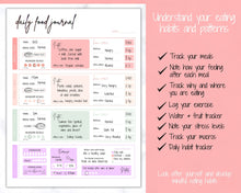 Load image into Gallery viewer, DAILY Food Journal, Colorful Food Diary, Diet &amp; Nutrition Log, Weekly Meal Planner Printable, Meal Tracker, Menu Plan, Prep! Fitness, Health | Pastel Rainbow
