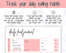 Load image into Gallery viewer, DAILY Food Journal, Colorful Food Diary, Diet &amp; Nutrition Log, Weekly Meal Planner Printable, Meal Tracker, Menu Plan, Prep! Fitness, Health | Pastel Rainbow
