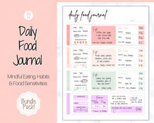 Load image into Gallery viewer, DAILY Food Journal, Colorful Food Diary, Diet &amp; Nutrition Log, Weekly Meal Planner Printable, Meal Tracker, Menu Plan, Prep! Fitness, Health | Pastel Rainbow
