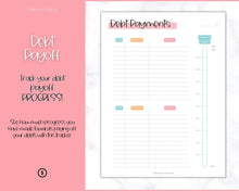 Load image into Gallery viewer, DEBT PAYOFF TRACKER, Debt Snowball, Debt Tracker Printable, Dave Ramsey, Debt Payments, Finance Planner, Budget Planner, Debt Free Progress | Colorful Sky
