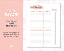 Load image into Gallery viewer, DEBT SNOWBALL TRACKER, Debt Payoff, Debt Tracker Printable, Dave Ramsey, Debt Payments, Finance Planner, Budget Planner, Debt Free Progress | Pink
