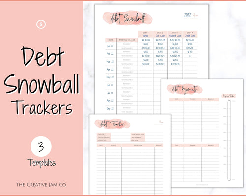 DEBT SNOWBALL TRACKER, Debt Payoff, Debt Tracker Printable, Dave Ramsey, Debt Payments, Finance Planner, Budget Planner, Debt Free Progress | Pink