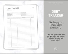 Load image into Gallery viewer, DEBT TRACKERS, Debt Payoff, Debt Snowball Tracker Printable, Dave Ramsey, Debt Payments, Finance Planner, Budget Planner, Debt Free Progress | Mono
