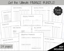 Load image into Gallery viewer, DEBT TRACKERS, Debt Payoff, Debt Snowball Tracker Printable, Dave Ramsey, Debt Payments, Finance Planner, Budget Planner, Debt Free Progress | Mono
