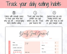 Load image into Gallery viewer, Daily Food Diary Printable, Colorful Food Journal, Diet &amp; Nutrition Log, Weekly Meal Planner, Meal Tracker, Menu Plan, Prep! Fitness, Health | Watercolor
