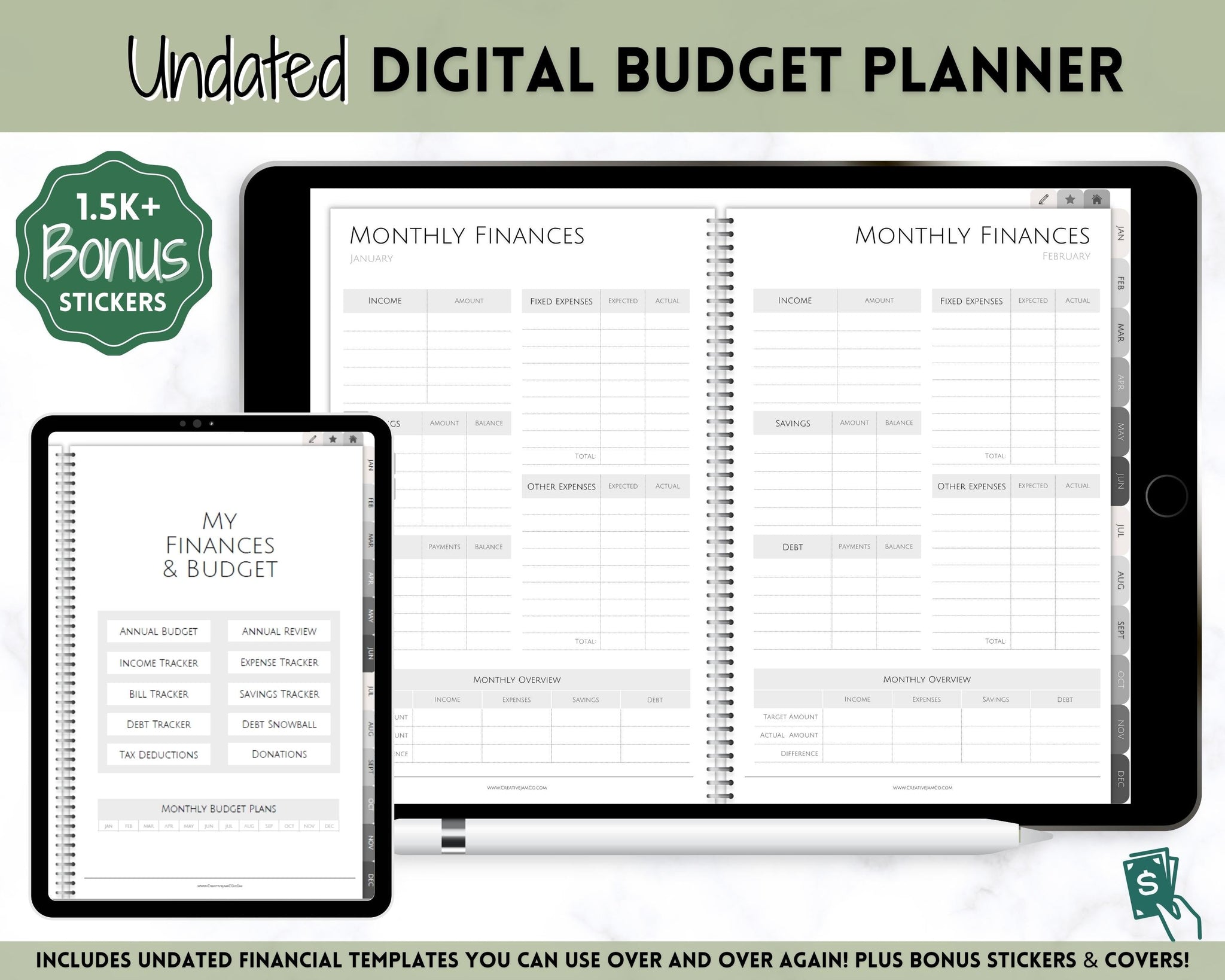 Digital Budget Planner - Undated Monthly Budget Planner - Honed