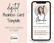 Load image into Gallery viewer, Digital Business Card Template. DIY add logo &amp; photo! Editable Canva Design. Modern, Realtor Marketing, Real Estate, Realty Professional | Pink Style 2
