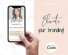 Load image into Gallery viewer, Digital Business Card Template. DIY add logo &amp; photo! Editable Canva Design. Modern, Realtor Marketing, Real Estate, Realty Professional | Pink Style 3
