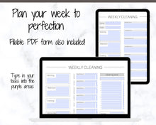 Load image into Gallery viewer, EDITABLE Cleaning Planner, FLYLADY Daily Routine, Cleaning Checklist, Cleaning Schedule, Weekly House Chore, Control Journal, Fly Lady Zones | Portrait &amp; Landscape - Mono
