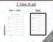 Load image into Gallery viewer, EDITABLE Cleaning Planner, FLYLADY Daily Routine, Cleaning Checklist, Cleaning Schedule, Weekly House Chore, Control Journal, Fly Lady Zones | Portrait &amp; Landscape - Mono
