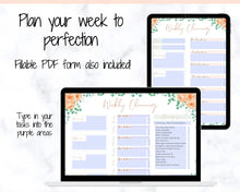 Load image into Gallery viewer, EDITABLE Cleaning Schedule, FLYLADY Daily Routine, Cleaning Checklist, Cleaning Planner, Weekly House Chore, Control Journal, Fly Lady Zones | Landscape &amp; Portrait - Flower
