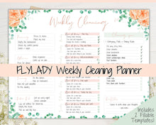 Load image into Gallery viewer, EDITABLE Cleaning Schedule, FLYLADY Daily Routine, Cleaning Checklist, Cleaning Planner, Weekly House Chore, Control Journal, Fly Lady Zones | Landscape &amp; Portrait - Flower
