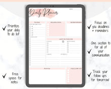 Load image into Gallery viewer, EDITABLE DAILY PLANNER | To Do List | Printable Productivity Day Planner for Work | Work Day Diary Insert | Template | Pdf, Excel | Organize
