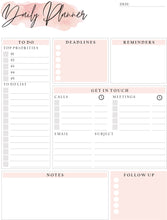 Load image into Gallery viewer, EDITABLE DAILY PLANNER | To Do List | Printable Productivity Day Planner for Work | Work Day Diary Insert | Template | Pdf, Excel | Organize
