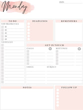 Load image into Gallery viewer, EDITABLE DAILY PLANNER | To Do List | Printable Productivity Day Planner for Work | Work Day Diary Insert | Template | Pdf, Excel | Organize
