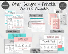 Load image into Gallery viewer, EDITABLE Face Mask Label Care Card, THANK YOU for Your Order Card, Face Mask Instructions, Business Labels, Mask Seller, Package Label Tag | Aqua Style 1
