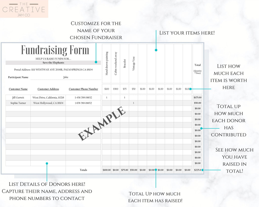 Editable Fundraising Order Form | Charitable Donation Tracker