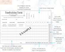 Load image into Gallery viewer, EDITABLE Fundraising Form | Fundraiser | Charitable Donation Tracker | Customer Order Schedule | Silent Auction Bidding Sheet | Raise Money
