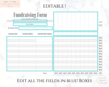 Load image into Gallery viewer, EDITABLE Fundraising Form | Fundraiser | Charitable Donation Tracker | Customer Order Schedule | Silent Auction Bidding Sheet | Raise Money
