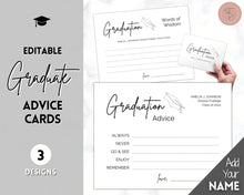 Load image into Gallery viewer, EDITABLE Graduation Advice &amp; Wishes Card, Words of Wisdom, Advice Poster Template, Graduate Party, College, High School Grad, Class of 2022 - ADD YOUR NAME
