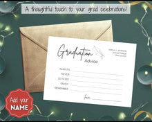 Load image into Gallery viewer, EDITABLE Graduation Advice &amp; Wishes Card, Words of Wisdom, Advice Poster Template, Graduate Party, College, High School Grad, Class of 2022 - ADD YOUR NAME
